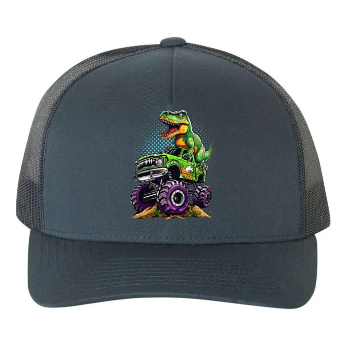 Monster Truck Dinosaur Trex Birthday Boy Yupoong Adult 5-Panel Trucker Hat