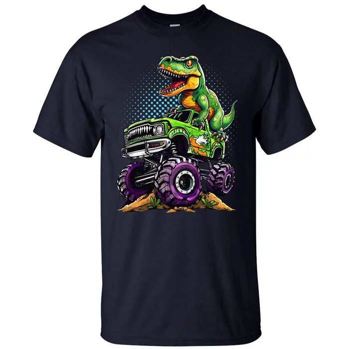 Monster Truck Dinosaur Trex Birthday Boy Tall T-Shirt