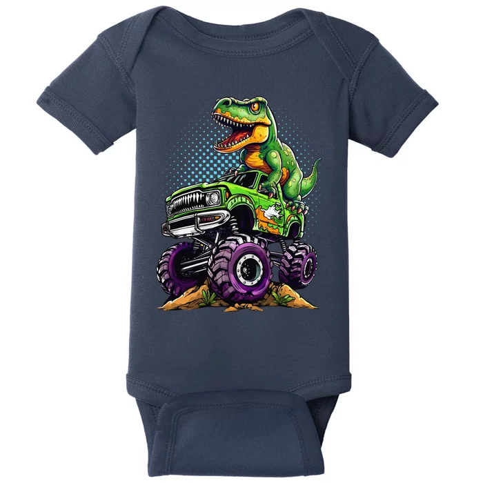 Monster Truck Dinosaur Trex Birthday Boy Baby Bodysuit