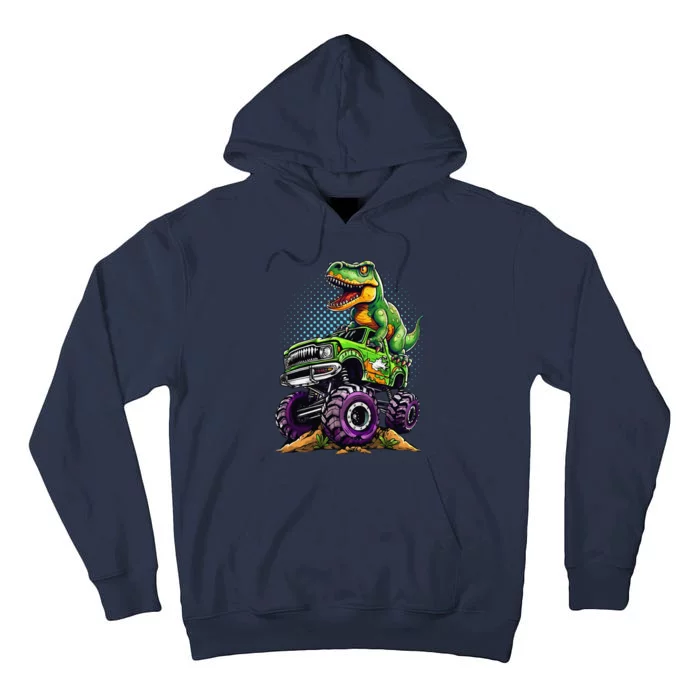 Monster Truck Dinosaur Trex Birthday Boy Tall Hoodie