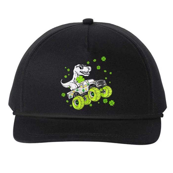 Monster Truck Dino With Clover Leaf St. Patrick's Day Snapback Five-Panel Rope Hat