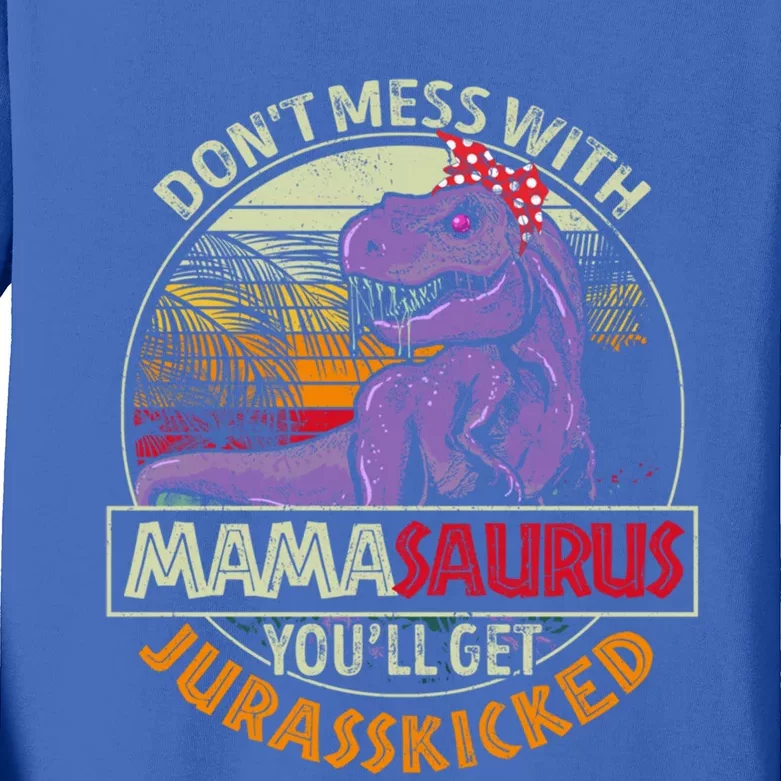 Mamasaurus Trex Dinosaur Mama Mom Saurus Matching Family Gift Kids Long Sleeve Shirt