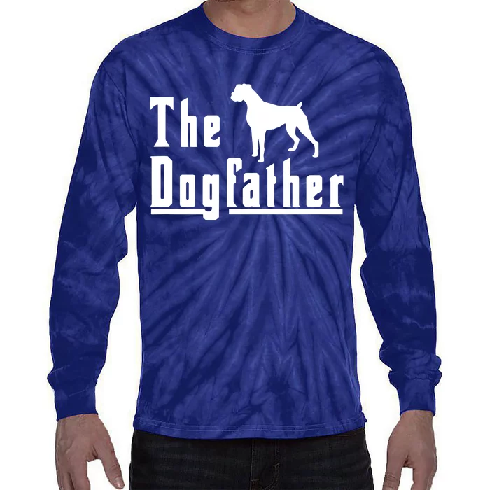 Men The Dogfather Boxer Dog T Christmas Gift Tie-Dye Long Sleeve Shirt