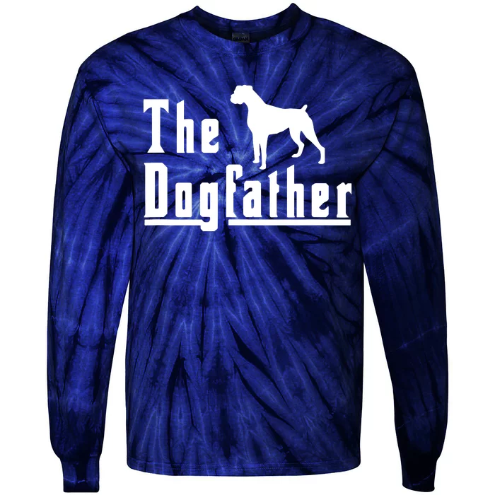 Men The Dogfather Boxer Dog T Christmas Gift Tie-Dye Long Sleeve Shirt