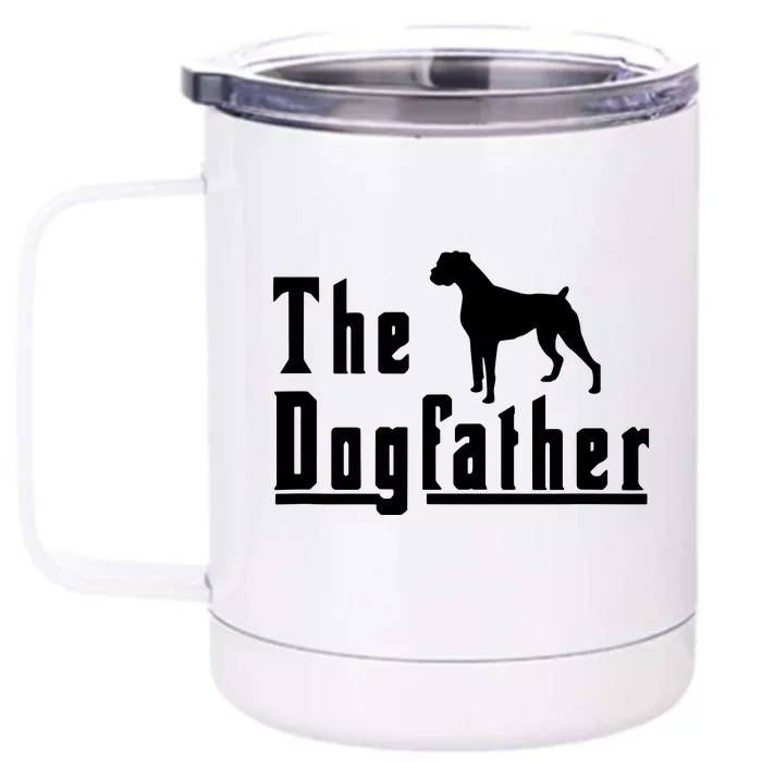 Men The Dogfather Boxer Dog T Christmas Gift Front & Back 12oz Stainless Steel Tumbler Cup