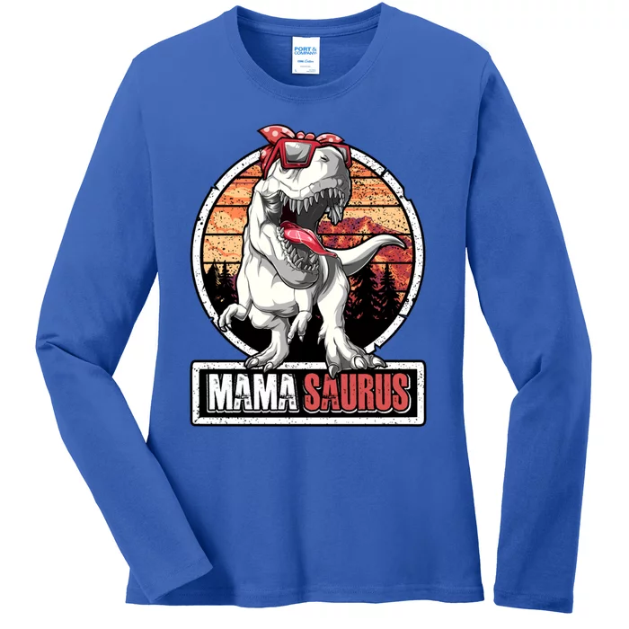 Mamasaurus Trex Dinosaur Mama Saurus Family Matching Gift Ladies Long Sleeve Shirt