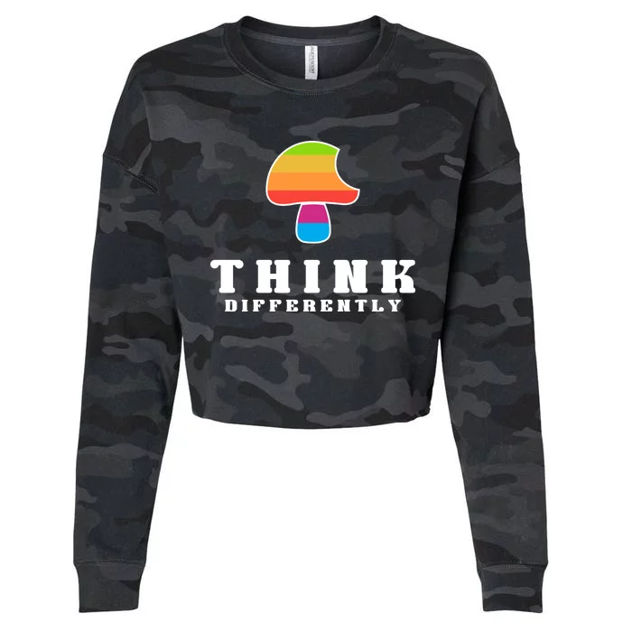 Mushroom Think Different Cropped Pullover Crew