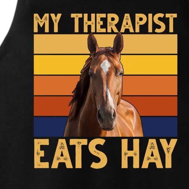 My Therapist Eats Hay Funny Horse Lover Ladies Tri-Blend Wicking Tank