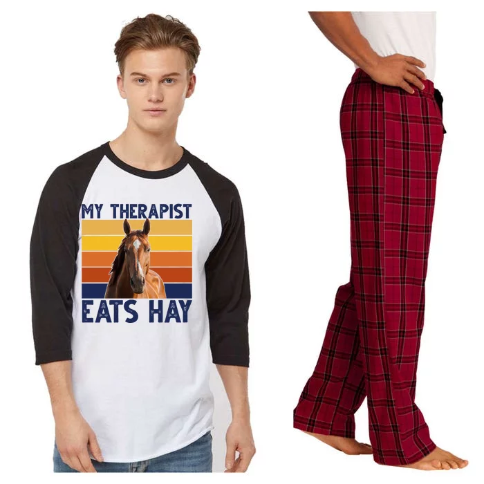 My Therapist Eats Hay Funny Horse Lover Raglan Sleeve Pajama Set