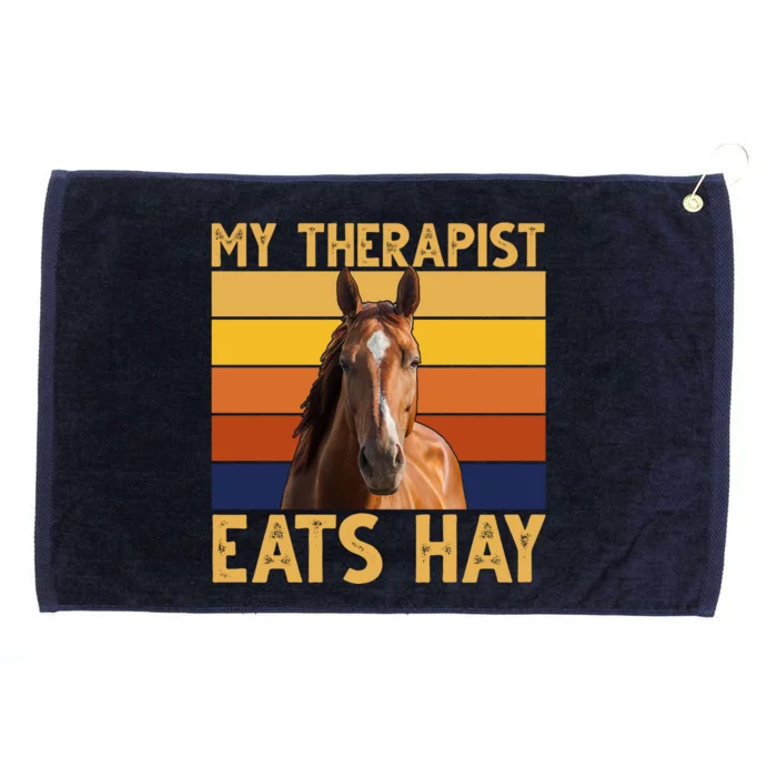 My Therapist Eats Hay Funny Horse Lover Grommeted Golf Towel