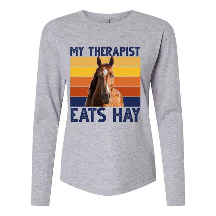 My Therapist Eats Hay Funny Horse Lover Womens Cotton Relaxed Long Sleeve T-Shirt