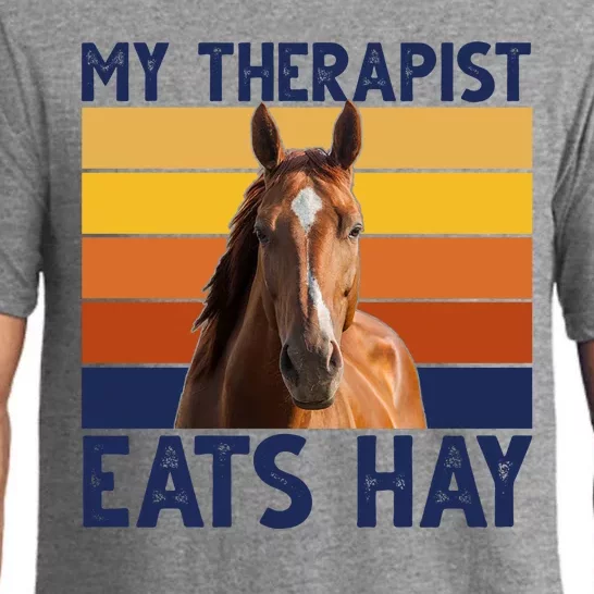 My Therapist Eats Hay Funny Horse Lover Pajama Set