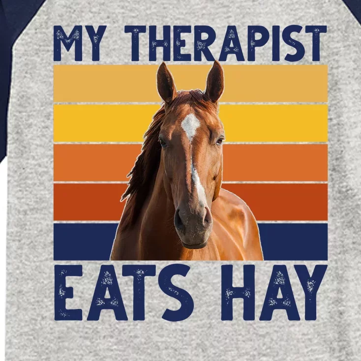 My Therapist Eats Hay Funny Horse Lover Kids Colorblock Raglan Jersey