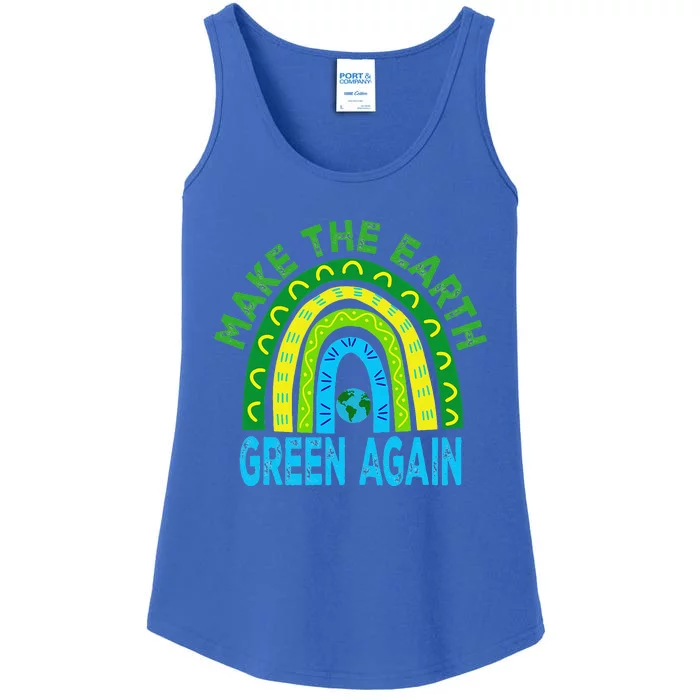 Make The Earth Green Again Rianbow Earth Day Ladies Essential Tank