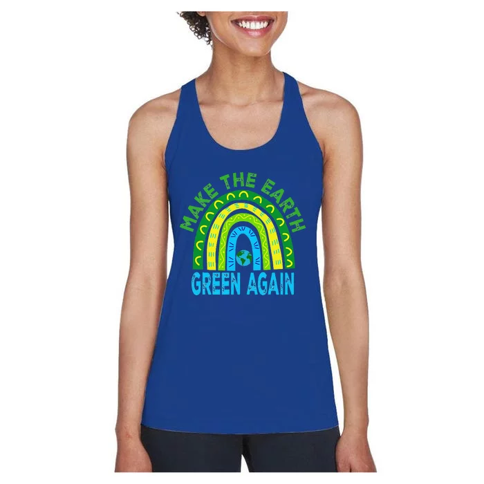 Make The Earth Green Again Rianbow Earth Day Women's Racerback Tank