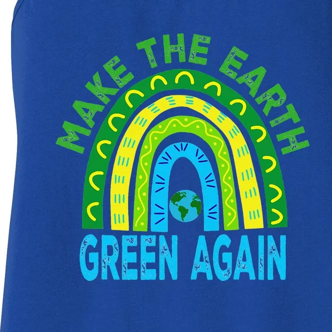 Make The Earth Green Again Rianbow Earth Day Women's Racerback Tank