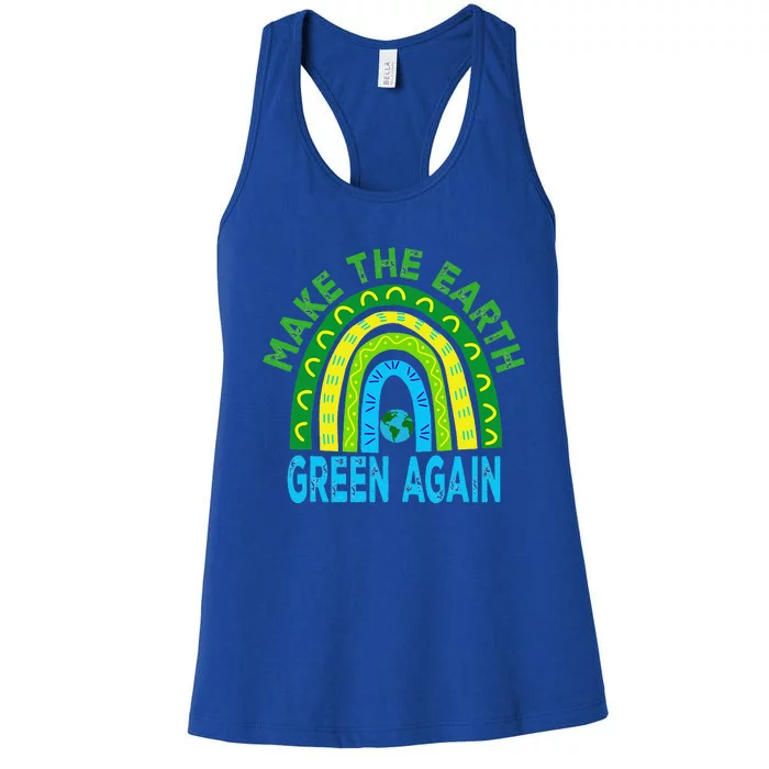 Make The Earth Green Again Rianbow Earth Day Women's Racerback Tank