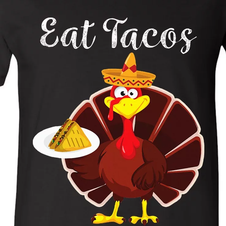 Mexican Turkey Eats Tacos Thanksgiving Christmas V-Neck T-Shirt