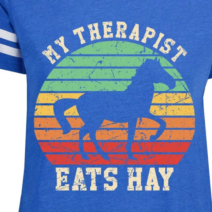 My Therapist Eats Hay Funny Horseback Riding Retro Gift Enza Ladies Jersey Football T-Shirt