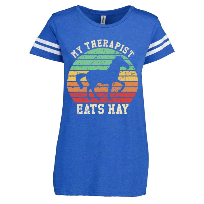 My Therapist Eats Hay Funny Horseback Riding Retro Gift Enza Ladies Jersey Football T-Shirt