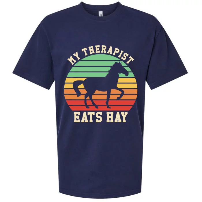 My Therapist Eats Hay Funny Horseback Riding Retro Gift Sueded Cloud Jersey T-Shirt