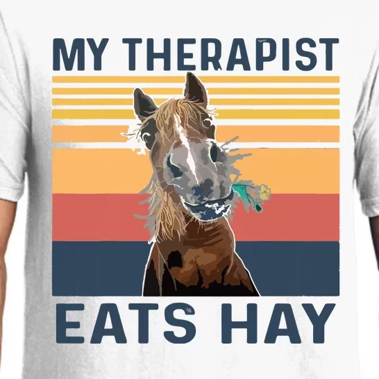 My Therapist Eats Hay Funny Horse Lover Pajama Set