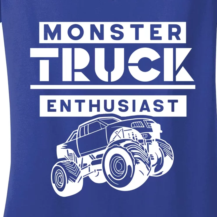 Monster Truck Enthusiast Lover Driver Trucks Driving Gift Women's V-Neck T-Shirt