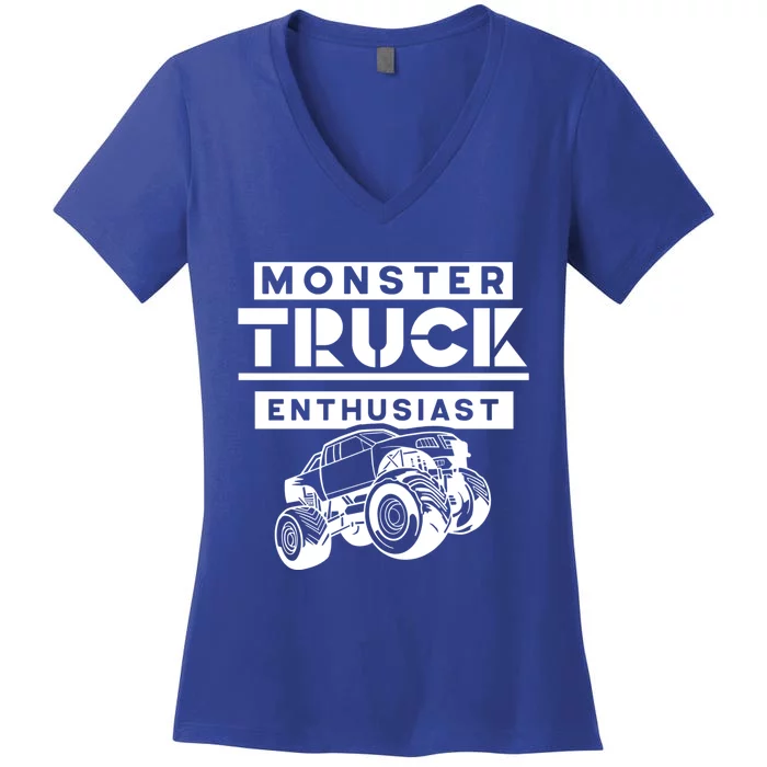 Monster Truck Enthusiast Lover Driver Trucks Driving Gift Women's V-Neck T-Shirt