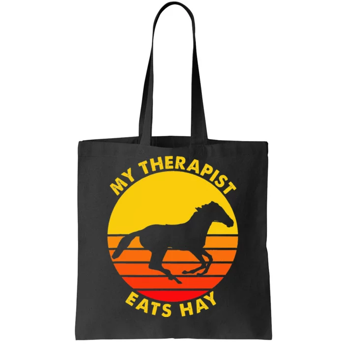 My Therapist Eats Hay Vintage Retro Horse Riding Lover Tote Bag