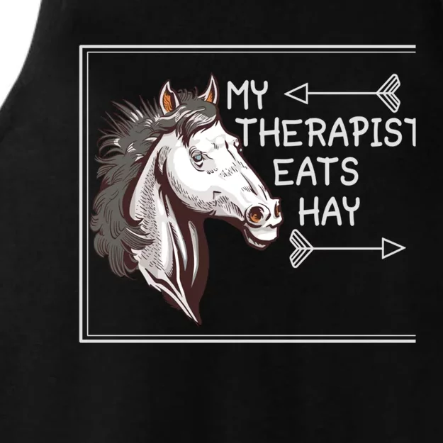 My Therapist Eats Hay English Riding Dressage Horse Rider Gift Ladies Tri-Blend Wicking Tank