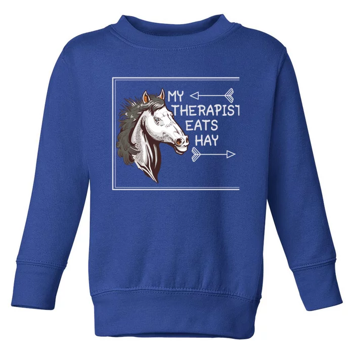 My Therapist Eats Hay English Riding Dressage Horse Rider Gift Toddler Sweatshirt