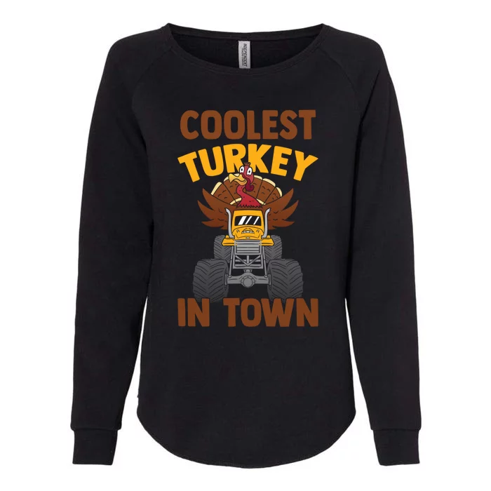 Monster Truck Funny Coolest Turkey In Town Thanksgiving Gift Womens California Wash Sweatshirt