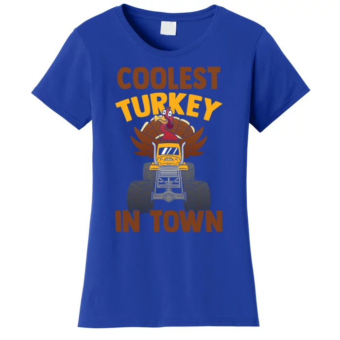 Monster Truck Funny Coolest Turkey In Town Thanksgiving Gift Women's T-Shirt