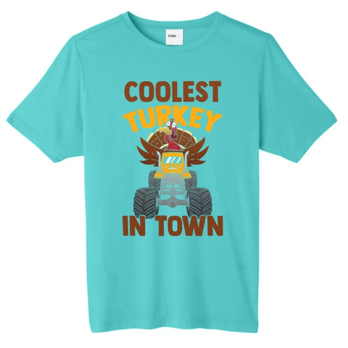 Monster Truck Funny Coolest Turkey In Town Thanksgiving Gift ChromaSoft Performance T-Shirt