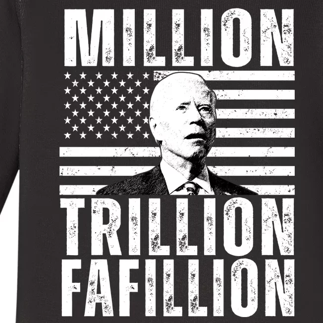 Million Trillion Fafillion Confused Biden Funny Baby Long Sleeve Bodysuit