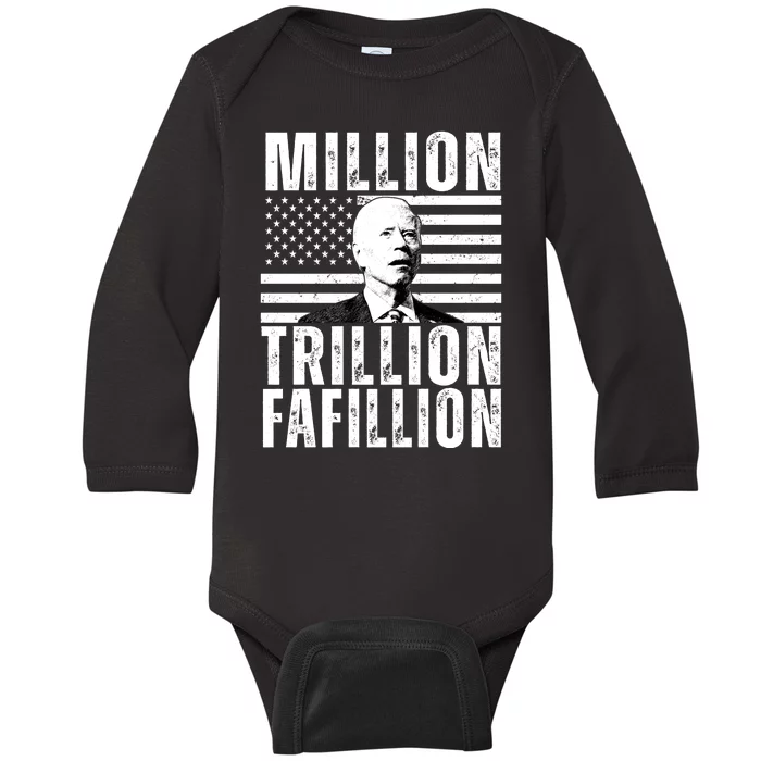 Million Trillion Fafillion Confused Biden Funny Baby Long Sleeve Bodysuit