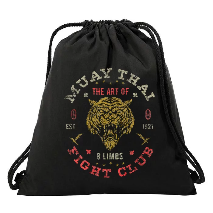 Muay Thai Fighter Twin Tiger Art Of 8 Limbs Drawstring Bag