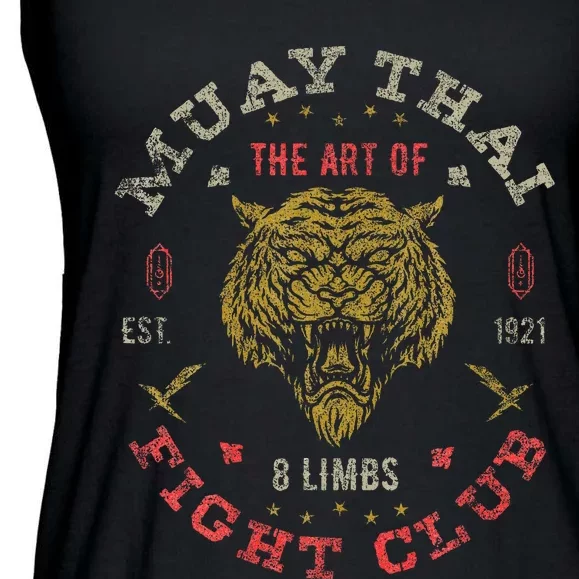 Muay Thai Fighter Twin Tiger Art Of 8 Limbs Ladies Essential Flowy Tank