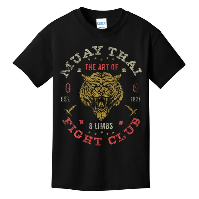 Muay Thai Fighter Twin Tiger Art Of 8 Limbs Kids T-Shirt