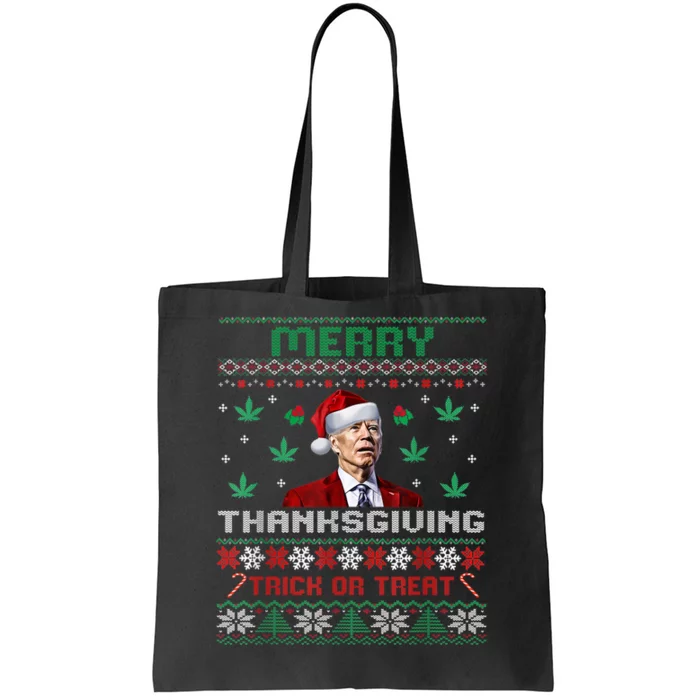 Merry Thanksgiving Funny Joe Biden Christmas Ugly Sweater Tote Bag