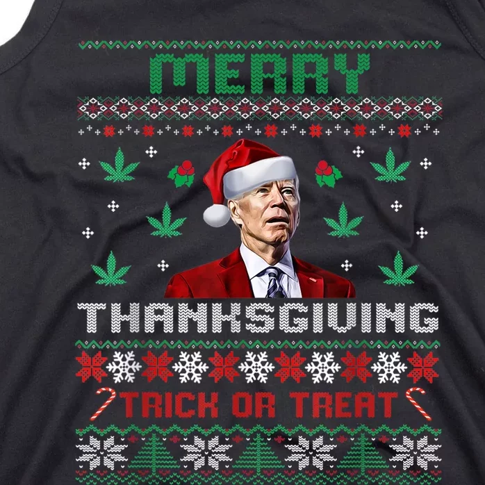 Merry Thanksgiving Funny Joe Biden Christmas Ugly Sweater Tank Top