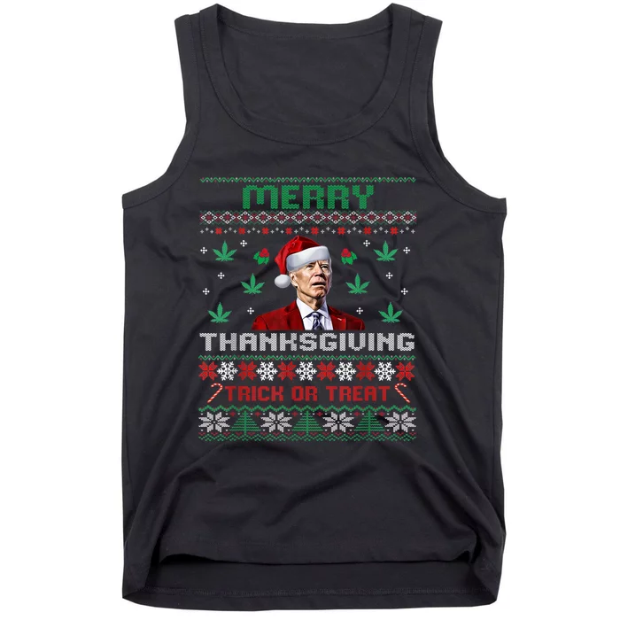 Merry Thanksgiving Funny Joe Biden Christmas Ugly Sweater Tank Top