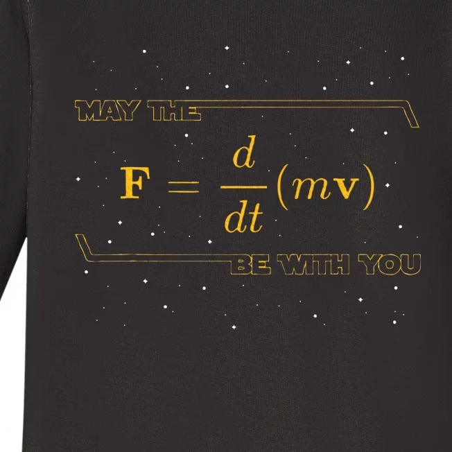 May The F = m(dvdt) Be with You  Funny Physics Geek Baby Long Sleeve Bodysuit