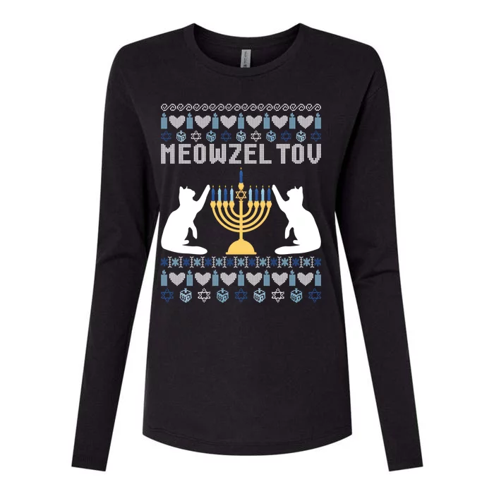 Meowzel Tov Funny Chanukah Womens Cotton Relaxed Long Sleeve T-Shirt