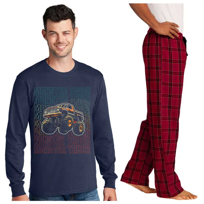 Monster Truck Fors Monster Truck Vintage Retro Long Sleeve Pajama Set