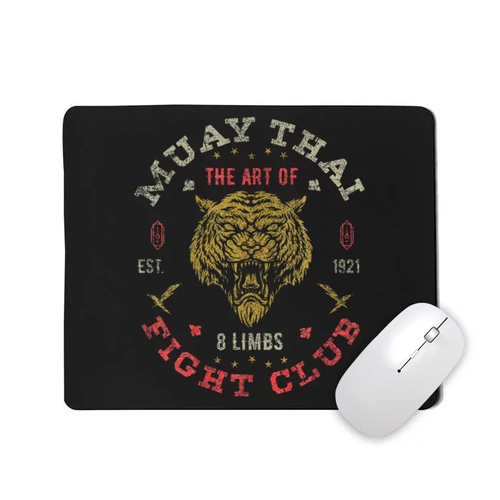 Muay Thai Fighter Vintage Tee Twin Tiger Art Of 8 Limbs Mousepad