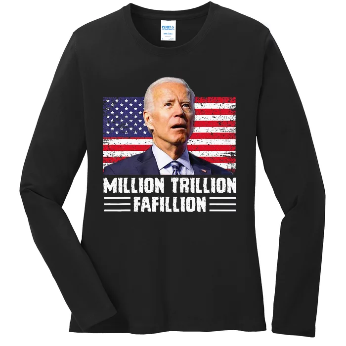 Million Trillion Fafillion Confused Biden Trump Debates 2024 Ladies Long Sleeve Shirt