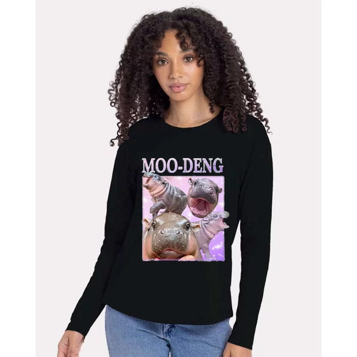 Moodeng The Famous Baby Pigmy Hippo Moodeng Womens Cotton Relaxed Long Sleeve T-Shirt