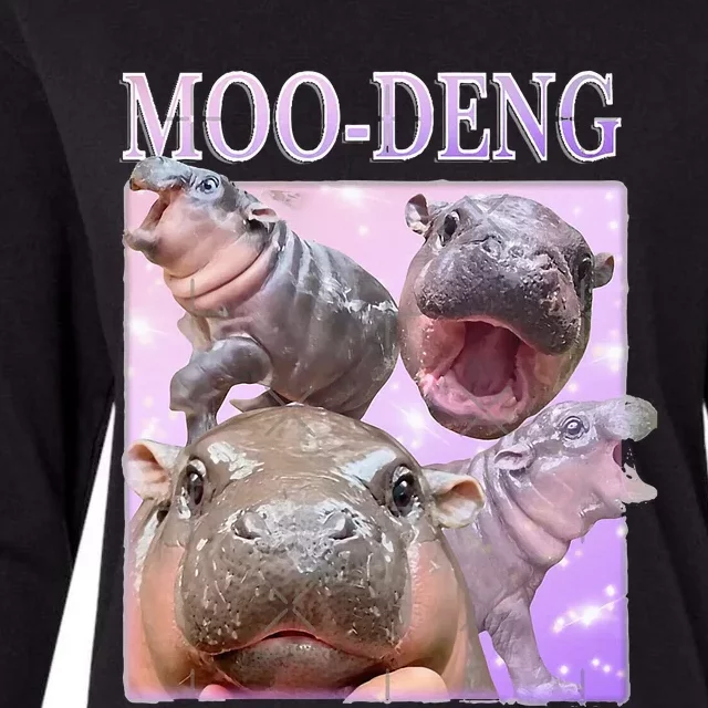 Moodeng The Famous Baby Pigmy Hippo Moodeng Womens Cotton Relaxed Long Sleeve T-Shirt