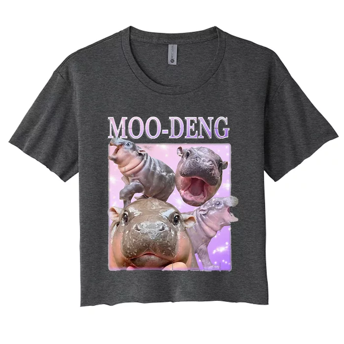 Moodeng The Famous Baby Pigmy Hippo Moodeng Women's Crop Top Tee